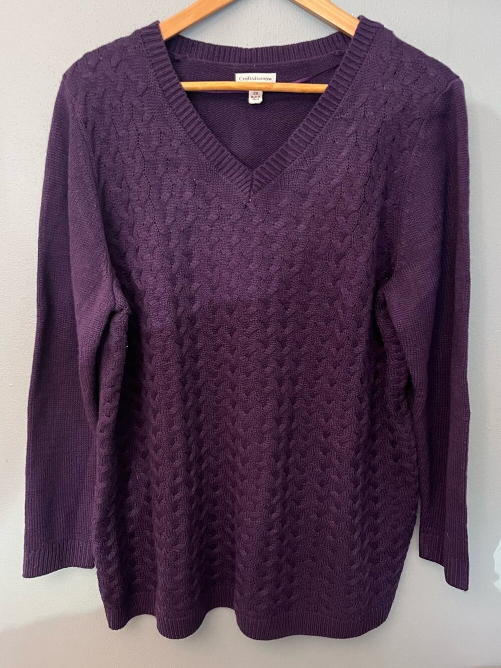 Croft & Barrow Cable Knit V-Neck Sweater
